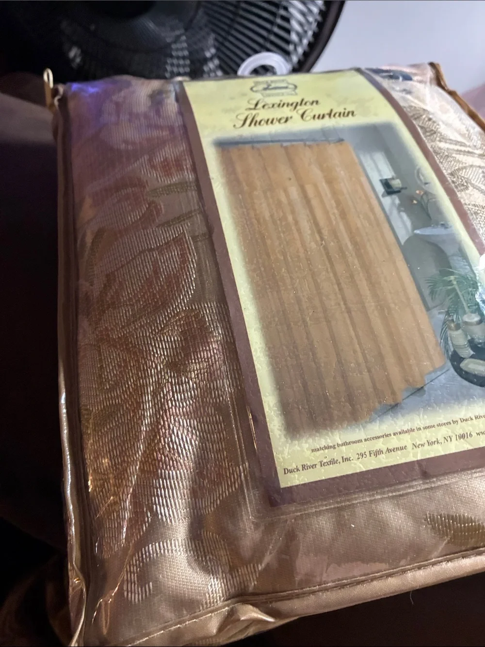 Lexington cloth Shower Curtain - Gold with matching hooks to hang
